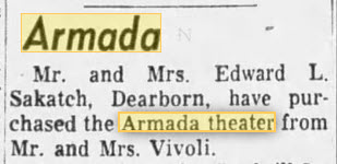 Armada Theatre - 18 Feb 1958 Theater Changes Hands (newer photo)